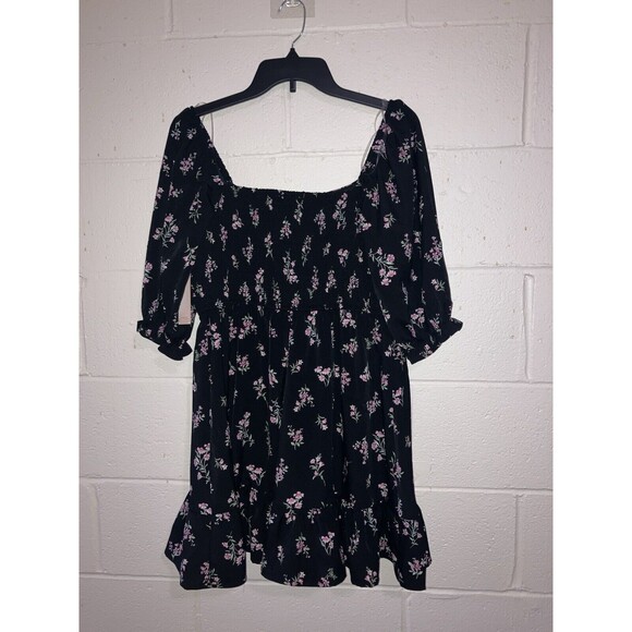 Inspired Heart Mini Dress Womens Size L Black Pink Floral - Picture 16 of 16